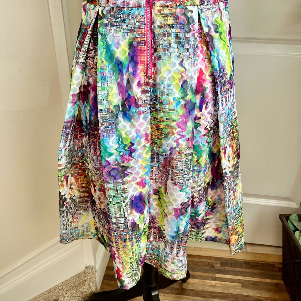 NY & Co Sleeveless Fit & Flare Art Print Dress Pink Sz 8P - Picture 15 of 16